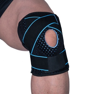 Genouillère de sport en néoprène et polyester, avec sangle tricotée, pour course, <span class=keywords><strong>équitation</strong></span>, basketball, offrant une <span class=keywords><strong>protection</strong></span> résistante à l'usure et un soutien compressif. - Product Image 1