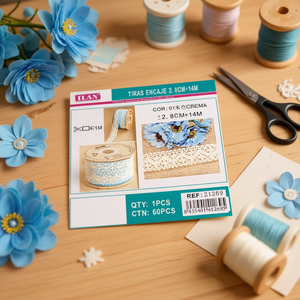 Strisce di pizzo 2,8 cm x 14 m colore crema per artigianato e decorazioni - Product Image 2