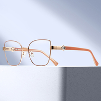 MS 85043 Lunettes élégantes pour femmes en métal anti-lumière bleue, monture carrée avec branches ornées de cristaux, finition premium