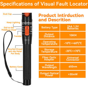 Localizador Visual de Fallas de Fibra Óptica, Herramienta de Prueba de <span class=keywords><strong>Cable</strong></span> de Fibra Óptica con Fuente de Luz Roja de 5-30mW/50mW, VFL de 5/10/20/30km, Buscador de Fallas de <span class=keywords><strong>Cable</strong></span> de 50KM, FTTH - Product Image 6