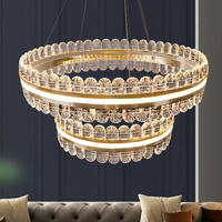 Lustre de salon de luxe doré, design post-moderne minimaliste, éclairage en cristal haut de gamme élégant pour villa et chambre à coucher