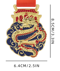 Medalla de Metal con Forma de Dragón, Premio para Competencia de <span class=keywords><strong>Artes</strong></span> Marciales y Lucha de Cultura Asiática JP0113 - Product Image 5