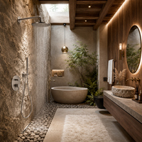 Ensemble de douche brossé en cuivre moderne à poignée unique apparente avec cartouche céramique pour usage hôtelier