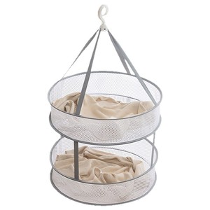 Cesta plegable de doble capa para secar ropa, tipo gancho de malla redonda, para calcetines, suéteres, camisas, organizador de ropa, tendedero - Product Image 5