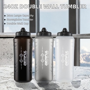 24oz <b>Double</b> <b>Wall</b> Clear Plastic Snowglobe Tumbler with Lid and Straw Leak-Proof Food Safe American Style Tour Use - Product Image 2