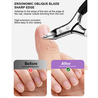 Outils de beauté durables en acier inoxydable, pince à cuticules à 65 degrés, éliminateur de peaux mortes, poignée antidérapante, ciseaux de manucure, coupe-ongles