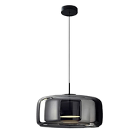 Luminaire suspendu moderne de luxe en verre noir et fer Petit lustre à LED 3500K blanc chaud Garantie de 2 ans Décoration intérieure Chambre à coucher Hôtel