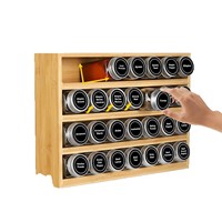 Bamboe houten, niet-opklapbare, wandgemonteerde, multifunctionele kruidenrek met vier lagen voor aanrechtblad, keukenorganisatie