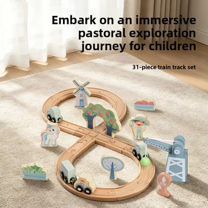 Qiaike - Juego de Vías de <span class=keywords><strong>Tren</strong></span> de Madera Premium Personalizado, Juguete Educativo de Bloques de Construcción para Niños, Ensamblaje DIY, Juego de Imitación, Directo de Fábrica - Product Image 4