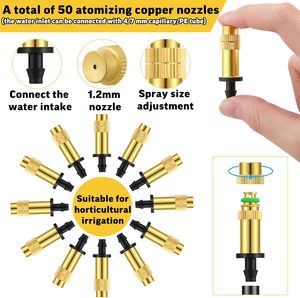 Boquillas Atomizadoras de Latón Ajustables de 1/4'', Rociador de Riego por Goteo con Engranaje de 360°, Aspersores para Jardín, Verduras e Invernaderos - Product Image 2