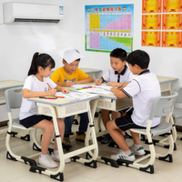Bureau d'étude réglable en hauteur pour enfants avec tiroir à crayons et crochet pour casque, mobilier scolaire ergonomique anti-pincement
