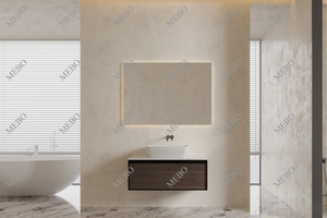 Mueble de Baño Moderno Flotante <span class=keywords><strong>MEBO</strong></span>, Gabinete con Cajones con Acabado en Madera, Espejo LED Retroiluminado, Muebles de Baño - Product Image 2