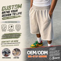 Shorts de survêtement baggy pour homme, longueur trois-quarts au genou, en coton vieilli, style streetwear, délavé à l'acide, personnalisé OEM