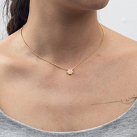 Perhiasan Wanita Kalung Liontin Bulat CZ Bunga Halo Perak S925 Berlapis Emas 14k Kalung Perak Sterling 925 Perhiasan Wanita