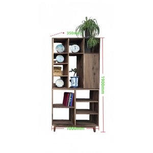 Estantería vertical de madera maciza en estilo retro Almacenamiento de madera de nogal negro Hermosa exhibición Diseño tradicional para la decoración de la sala de estar - Product Image 6