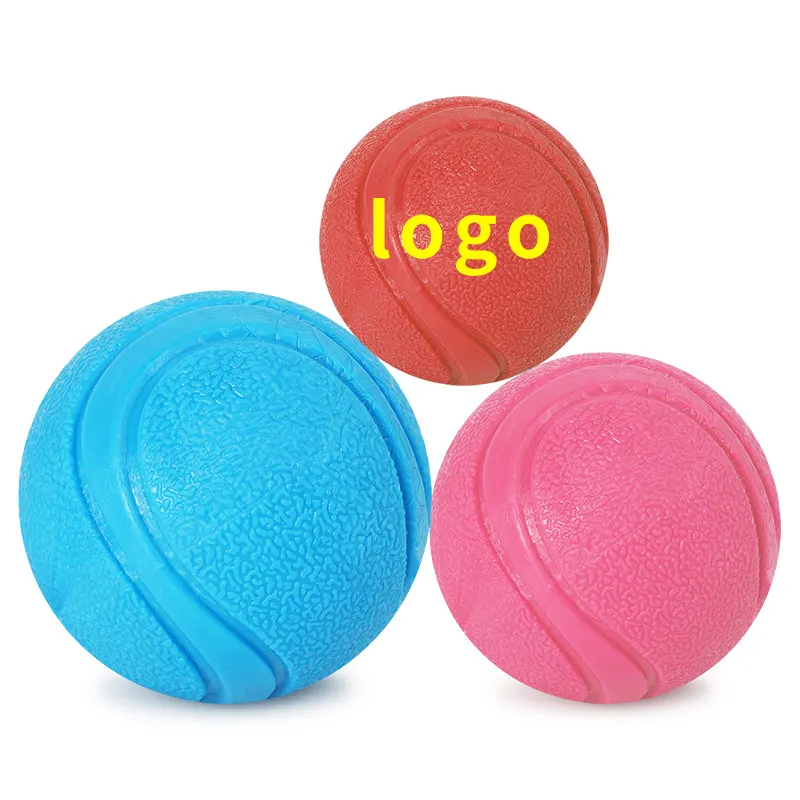 Baixo MOQ entrega rápida cor personalizada sólida TPR brinquedo durável forte mastigação cão bola indestrutível pet borracha bola