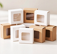 Boîte en carton kraft blanc avec couvercle transparent pour pâtisserie, biscuits, desserts, gâteaux, cadeaux, logo personnalisé