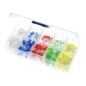 กล่องตัวอย่างหลอดไฟ LED ขนาด 3 มม. 5 มม. สีแดง เหลือง น้ำเงิน เขียว ขาว จำนวน 20 ชิ้นต่อสี แบบเจาะรู - Product Image 2