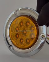 Feu arrière rond de 2 pouces à 9 LED pour camion, 12/24V, boîtier chromé, 3 couleurs disponibles, feu de position latéral pour remorques et camions-citernes