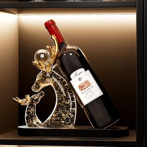 Porte-bouteille en résine en forme de bois de cerf doré, décoration de luxe portable pour salon et meuble TV - Product Image 1
