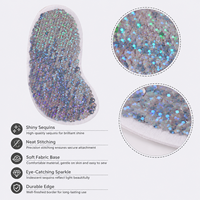 Patch brodé personnalisé en sequins argentés irisés pour vêtements et tenues de danse, vente en gros OEM