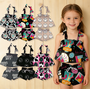 Set Canotta Estiva per Bambine <span class=keywords><strong>con</strong></span> Stampa Western, in Seta di Latte Traspirante, Elegante e Casual, Outfit per <span class=keywords><strong>Bambini</strong></span> - Product Image 1