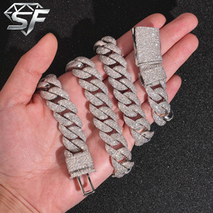 SF MON 01 <span class=keywords><strong>Collana</strong></span> a Catena Cubana in Moissanite VVS Colore D Stile Lusso Leggero Prezzo Conveniente Argento Sterling 925 Misure Personalizzabili - Product Image 1