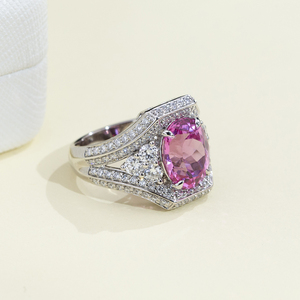 Bague pour femme Messi Jewelry MSR-2031 PT950 avec pierres précieuses et diamants de laboratoire - Product Image 2