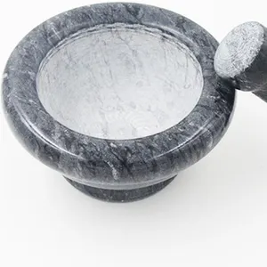 High quality wholesale custom natural engraved black stone marble mortar and pestle set
