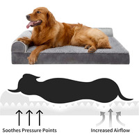 Lit pour chien extra large en mousse à mémoire de forme orthopédique en forme de L, avec housse amovible et lavable, canapé pour chien confortable et moelleux, lit pour animaux de compagnie imperméable