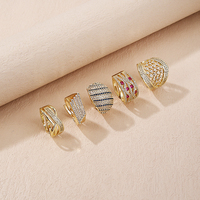 Nouvel ensemble de bagues tendance en laiton plaqué or 18 carats, grandes bagues vintage en laiton pour femmes