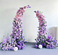 Arche florale artificielle dégradée pour décoration de mariage, arrangement floral pour arche en forme de corne, décoration de fond d'arche
