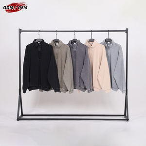 OEM Sudadera de invierno informal vintage lavada con media cremallera, de 430 g/m², 100% algodón, cuello alto, forrada, ecológica, transpirable, oversize - Product Image 2