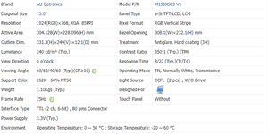Module d'affichage LCD TFT M150XS03 V1 de 15,0 pouces de haute qualité, avec résolution 1024*768, luminosité 300 et 75 Hz pour écran industriel - Product Image 4