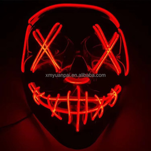 Máscara LED de neón brillante para fiesta de Halloween, máscara facial de PVC con sangre de terror para cosplay, máscara facial moderna iluminada para Halloween y otros eventos. - Product Image 2