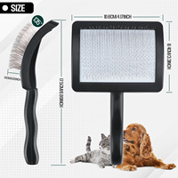 Brosse de toilettage pour animaux Soluna, peigne à picots autonettoyant à dents fines, outil de démêlage en ABS avec poils en acier inoxydable