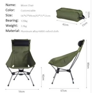 Échantillon Gratuit - Chaise de Camping Pliante Portable d'Extérieur Robuste et Ultralégère à Dossier Haut (Type Chaise Lune) - Product Image 2