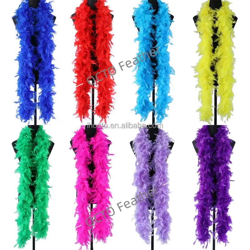 Boa de plumas naturales para fiestas, fiestas, eventos de carnaval, 38g, 60g, 80g, Boa de plumas de pavo teñida