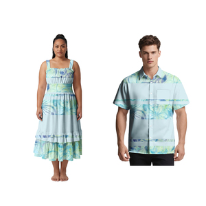Ensemble tendance pour couple : Chemises hawaïennes pour hommes et robes à bretelles pour femmes, motifs tropicaux polynésiens – Tenues assorties pour couple, style samoan, en promotion - Product Image 5