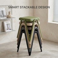 Tabouret de salle à manger moderne, style nordique minimaliste, design unique avec pieds en M, empilable, en plastique PP, gain de place, pour cuisine, café, salle d'attente