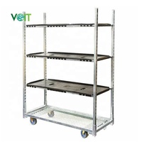 Multifunctionele transportkar met verstelbare metalen bloemenkar voor fruitteelt met PP-plank
