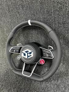 Volant sport en cuir <span class=keywords><strong>rouge</strong></span> sur mesure avec surpiqûres personnalisées pour <span class=keywords><strong>Audi</strong></span> B8 B9 <span class=keywords><strong>R8</strong></span> Q5 Q3 MK3 TTRS TTS MK2 S3 Accessoires de voiture - Product Image 5