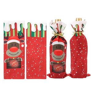 Sac décoratif de bouteille de vin de toile de coton de Noël pour l'usage de cadeau - Product Image 3