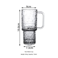 Bouteille de bière en verre grande capacité avec logo personnalisé, 745 ml, tasse transparente avec poignée, verre sans plomb