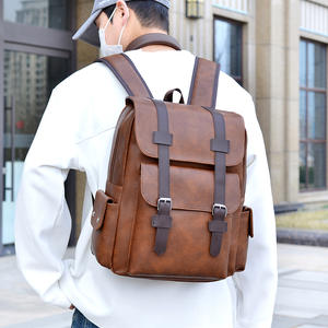 Unisex Fashionable Geometric Trendy Retro Business <b>Computer</b> <b>Backpack</b> Large Capacity Waterproof PU Leather Polyester Lining - Product Image 6