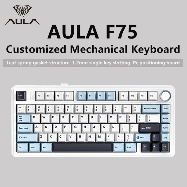 AULA F75 2.4G Wireless//Wired Gaming Mechanical Keyboard RGB Customized 78 Keys Hot Swap OEM Profile Gasket Structure