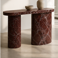 Table console en pierre naturelle personnalisée, double monolithe, pour projets d'hôtels et de villas