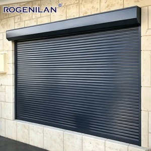 Persianas enrollables eléctricas verticales comerciales Rogenilan, persianas enrollables antirrobo de aluminio negro para exteriores - Product Image 1