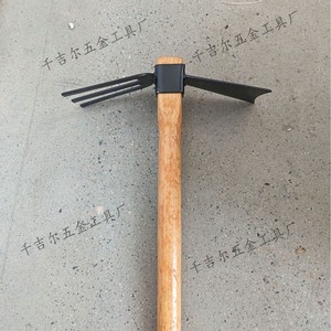 Wooden Handle Garden Hoes And Rakes Carbon Steel Blade 6in Three Section For Soil Loosening Vegetable Planting Bonsai - Product Image 2