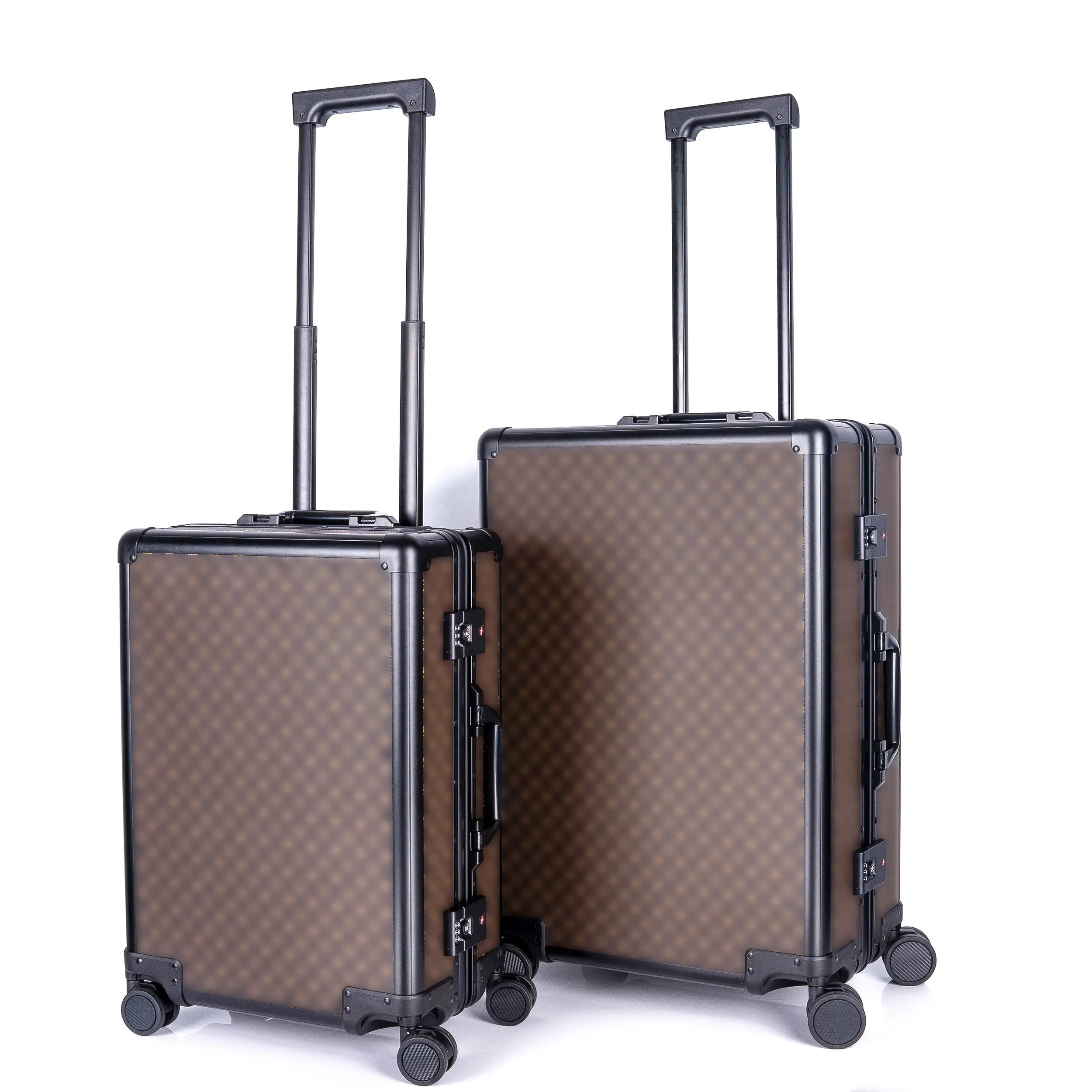 Оптовая продажа роскошный чемодан 18 дюймов 20 дюймов 24 дюйма чемодан на колесах кожаный чемодан универсальный набор колесных тележек